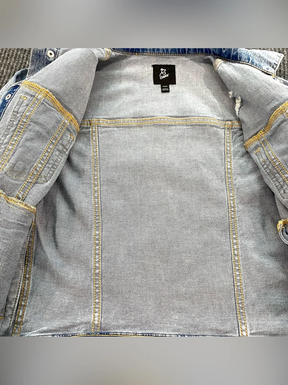 Art Class Denim Jacket Girls Size S 6/7 Blue Distressed Button Up Pockets